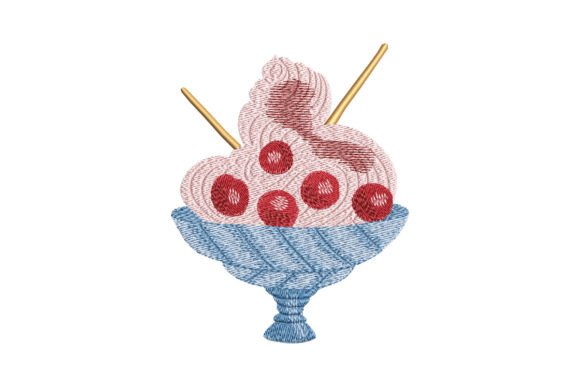 Cherry Ice Cream Embroidery Design