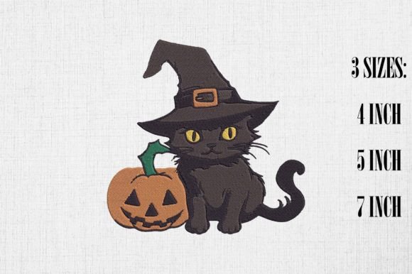 Cute Black Cat with Pumpkin